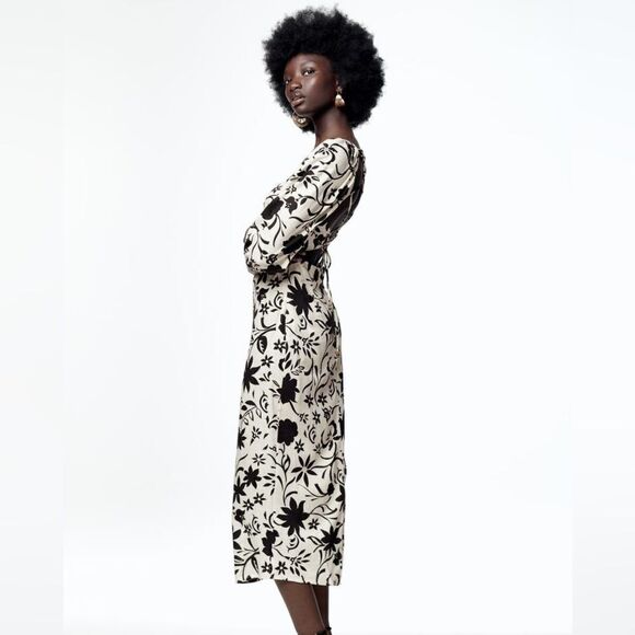 Zara Linen Blend Cut Out Dress - Picture 4 of 12